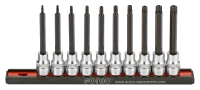 Bitsatz 3/8" TX lang mit Loch auf Steckleiste 10-tlg.
